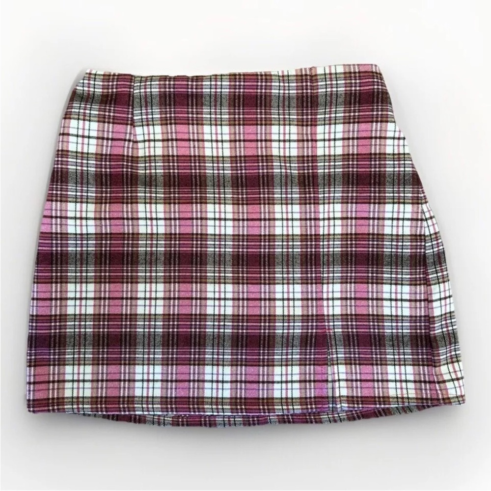 Art Class Mini Skirt Girls Flannel Plaid Brown Pink White Size XL (14/16) Target